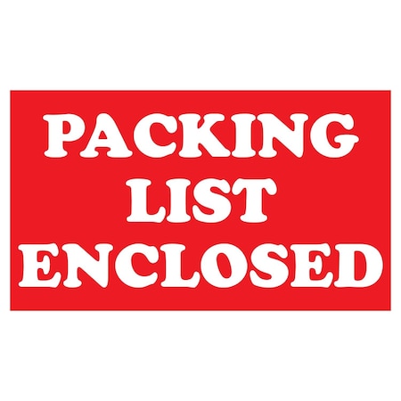 Decker Tape Products Label, DL1320, PACKING LIST ENCLOSED, 2" X 3" DL1320